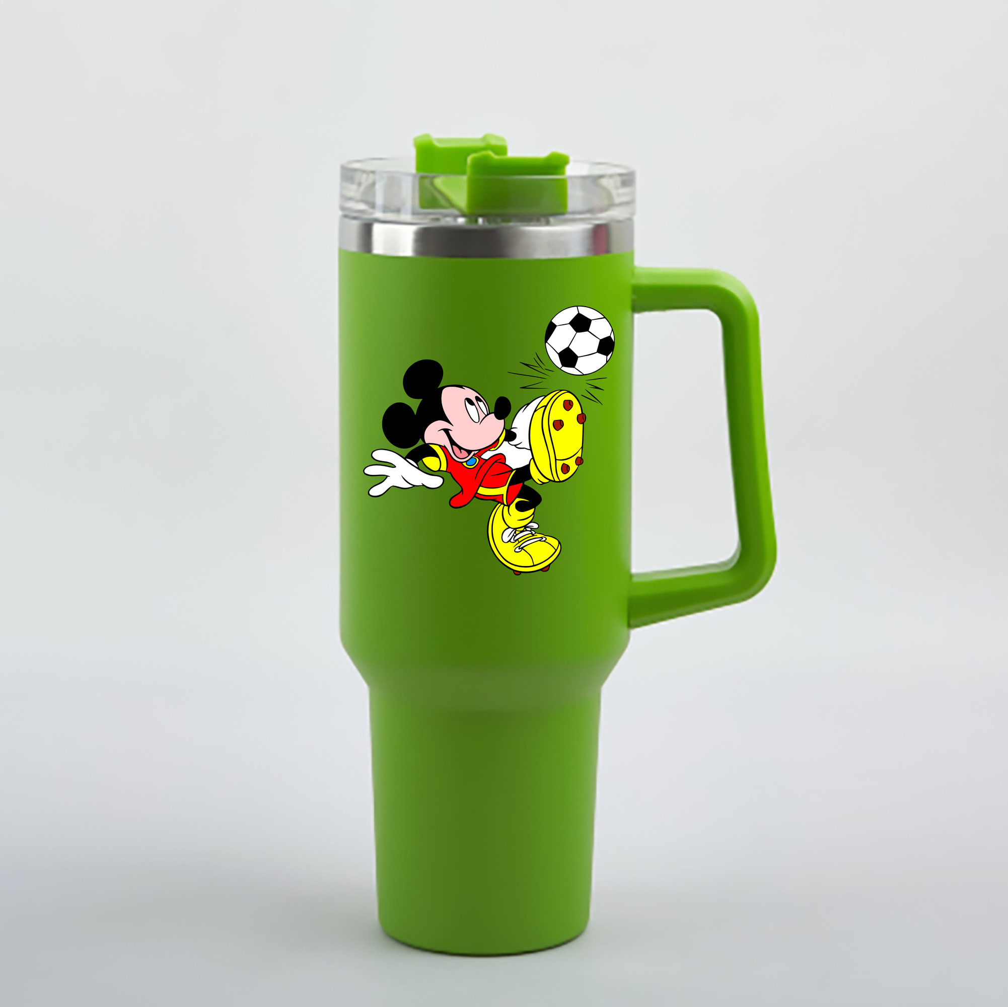 （画像用） ミッキーマウス Mickey Mouse 1200mL車用タンブラー - クリスタルステッカー（プラスチックストロー付き）